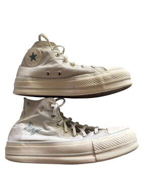 Converse All Star High Top Sneakers White Canvas Butterfly Print Women Size 7